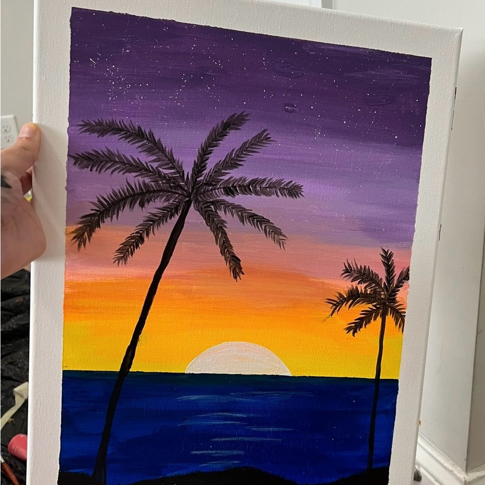 Sunset Palm Tree Canvas Art